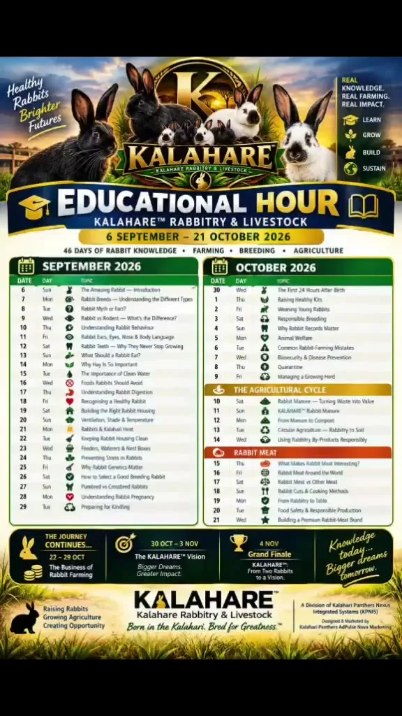 Educational Rabbitry Schedule